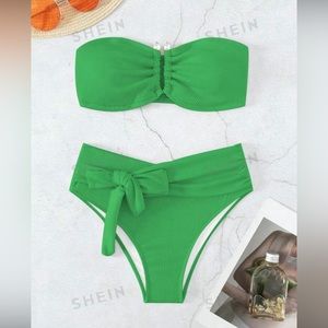 Knot Front Bandeau Bikini Swimsuit